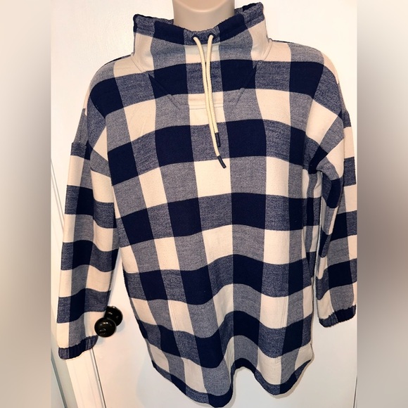 Vineyard Vines Buffalo Check Doubleface Sweatshirt Pullover Blue White L #1714 - Picture 1 of 10